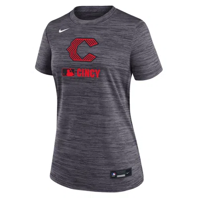 Nike Cincinnati Reds Authentic Collection City Connect Velocity  Women's Dri-fit Mlb T-shirt In Black