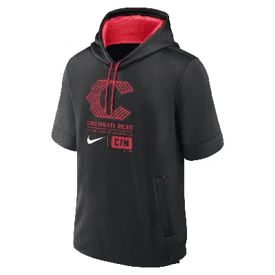 Nike Men's Black Cincinnati Reds City Connect Color Block Short Sleeve Pullover Hoodie