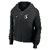 Nike Black Cincinnati Reds Cropped Chill Full-zip Hoodie In Black
