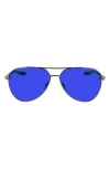 Nike City 61mm Mirrored Aviator Sunglasses In Pewter/grey