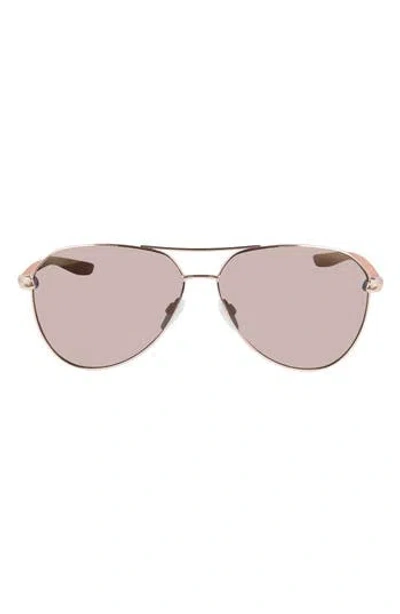 Nike City 61mm Mirrored Aviator Sunglasses In Rose Gold/gold