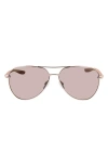 Nike City 61mm Mirrored Aviator Sunglasses In Rose Gold/gold