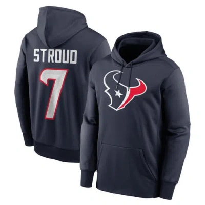Nike Men's C.j. Stroud Navy Houston Texans Player Name Number Performance Pullover Hoodie