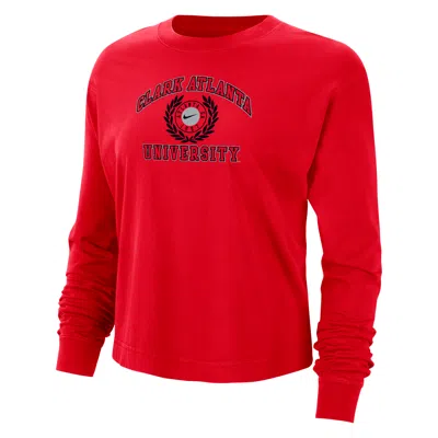 Nike Clark Atlanta  Women's College Boxy Long-sleeve T-shirt In Red