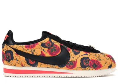 Pre-owned Nike Classic Cortez Lx Floral Pack Gold (women's) Sneakers In University Gold/black/bright Crimson