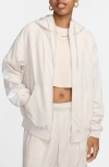 Nike Classic Hooded Zip Jacket In Light Orewood Brown/white