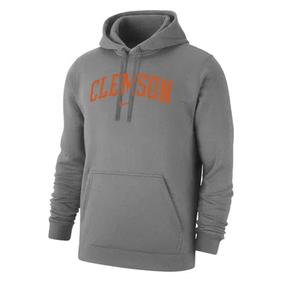 Nike Clemson Club Fleece  Men's College Pullover Hoodie In Grey