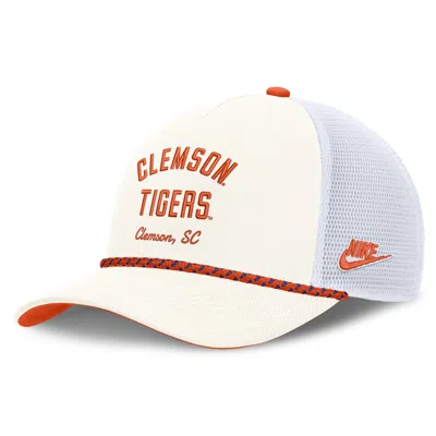 Nike Clemson Denim  Unisex College Trucker Adjustable Hat In White