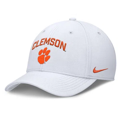Nike Clemson On-field Rise Swoosh  Men's Dri-fit College Hat In White