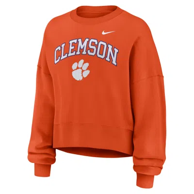 Nike Clemson Phoenix Arch  Women's College Pullover Crew In Orange