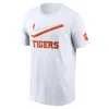 Nike White Clemson Tigers Primetime 2-hit Swoosh T-shirt In White