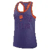 Nike Purple Clemson Tigers Primetime Tri-blend Racerback Tank Top In Blue