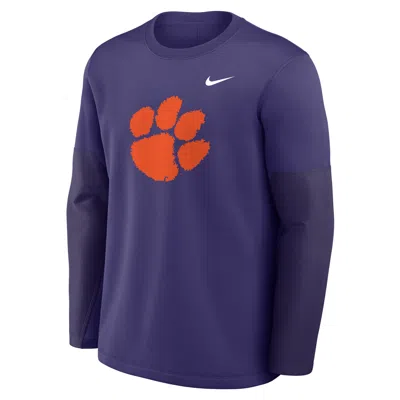 Nike Clemson Sideline Coach  Men's Therma-fit College Long-sleeve T-shirt In Purple