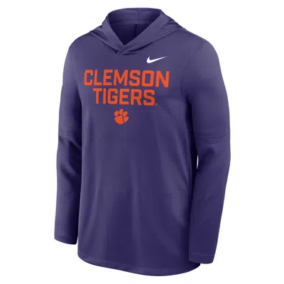 Nike Clemson Sideline  Men's Dri-fit College Long-sleeve Hooded Top In Purple