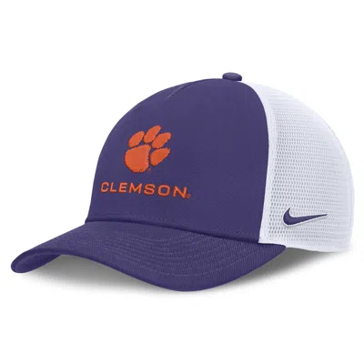 Nike Clemson Sideline Rise Gameday  Unisex College Trucker Adjustable Hat In Purple