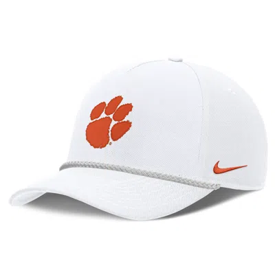 Nike Clemson Sideline Rope Rise  Unisex College Adjustable Hat In White