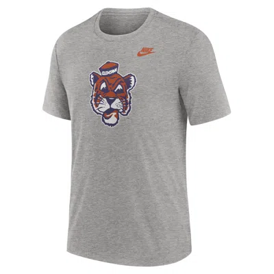 Nike Men's Heather Gray Clemson Tigers Blitz Evergreen Legacy Primary Tri-blend T-shirt In Heather Gray