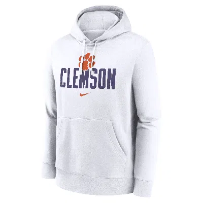 Nike Clemson Tigers Primetime Club Campus  Men's College Pullover Hoodie In White