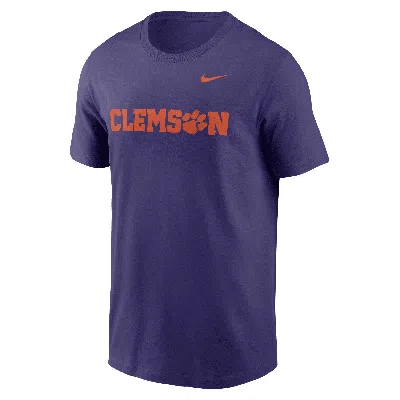 Nike Clemson Tigers Primetime Wordmark  Men's College T-shirt In Purple