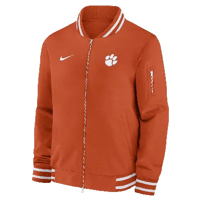 Nike Clemson Tigers Sideline  Men's College Full-zip Bomber Jacket In Orange