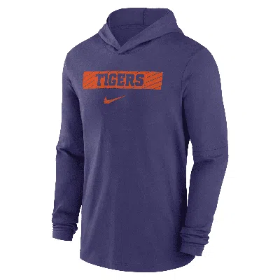Nike Clemson Tigers Sideline  Men's Dri-fit College Long-sleeve Hooded Top In Purple