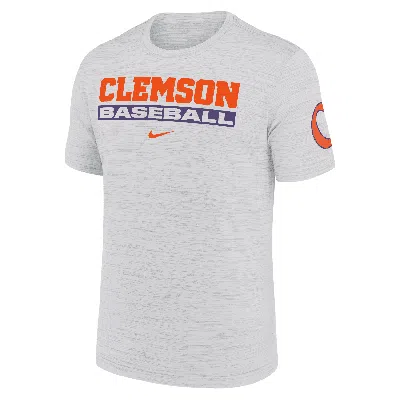Nike Ash Clemson Tigers Velocity Baseball Wordmark Stack Performance T-shirt
