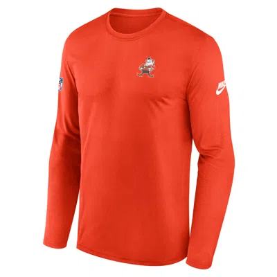 Nike Cleveland Browns Alt Legend Small Logo  Men's Dri-fit Nfl Long-sleeve T-shirt In Orange