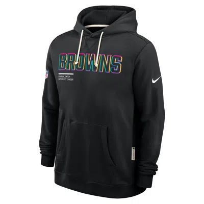 Nike Cleveland Browns Crucial Catch Sideline  Men's Dri-fit Nfl Pullover Hoodie In Black