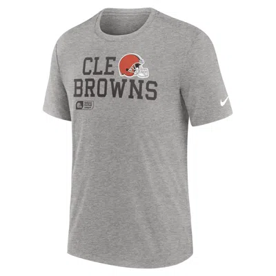 Nike Cleveland Browns Overlap Lockup  Men's Nfl T-shirt In Grey