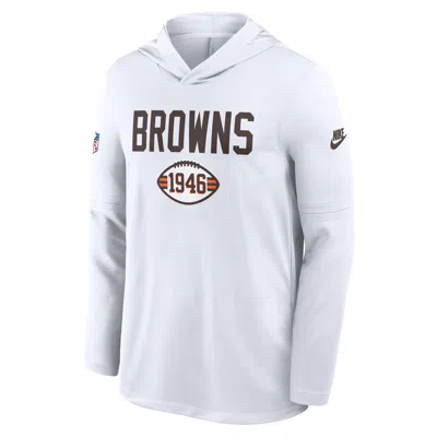 Nike Cleveland Browns Pass Accuracy  Men's Dri-fit Nfl Long-sleeve Hooded Top In White