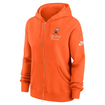 Nike Cleveland Browns Phoenix Rewind  Women's Nfl Full-zip Hoodie In Orange