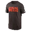 Nike Brown Cleveland Browns Primetime Wordmark Essential T-shirt In Black
