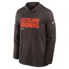 Nike Brown Cleveland Browns Sideline Pure Fury Performance Long Sleeve Hoodie T-shirt In Black