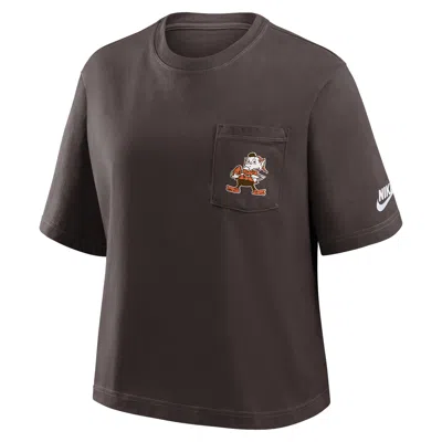 Nike Cleveland Browns Rewind Pocket Boxy  Women's Nfl T-shirt