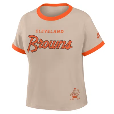Nike Cleveland Browns Rewind Ringer Mod  Women's Nfl Cropped T-shirt