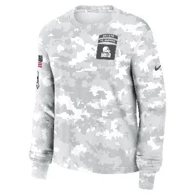 Nike Cleveland Browns Salute To Service Edge Lockup  Women's Dri-fit Nfl Long-sleeve T-shirt In Arctic Camo