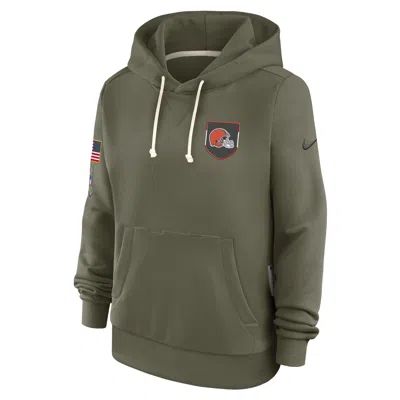 Nike Cleveland Browns Salute To Service Sideline  Women's Dri-fit Nfl Pullover Hoodie