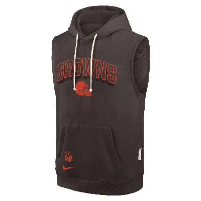 Nike Cleveland Browns Sideline  Men's Dri-fit Nfl Sleeveless Pullover Hoodie