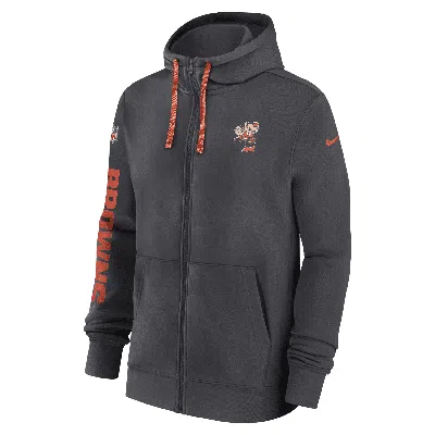 Nike Men's Anthracite Cleveland Browns 2024 Sideline Club Full-zip Hoodie