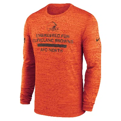 Nike Cleveland Browns Sideline Team Issue Velocity  Men's Dri-fit Nfl Long-sleeve T-shirt In Orange