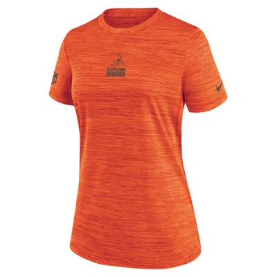 Nike Cleveland Browns Sideline Team Issue Velocity  Women's Dri-fit Nfl T-shirt In Orange