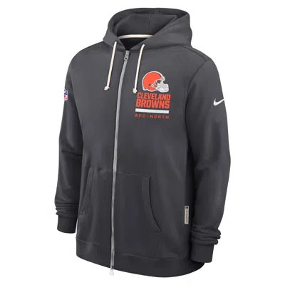 Nike Cleveland Browns Utility Player Sideline  Men's Dri-fit Nfl Full-zip Hoodie In Gray