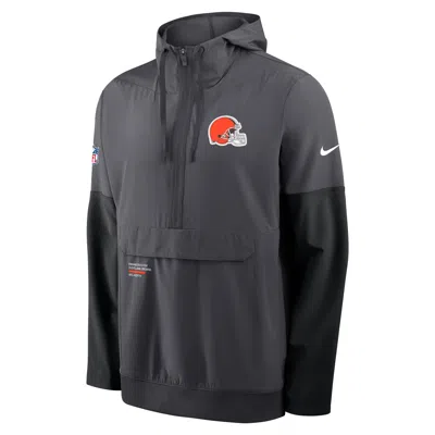 Nike Cleveland Browns Well Rounded Anorak  Men's Nfl 1/2-zip Hooded Jacket In Black