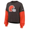 Nike Brown Cleveland Browns Oversized Color-block Pullover Sweatshirt In Brown