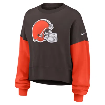 NIKE CLEVELAND BROWNS  WOMEN'S NFL PULLOVER CREW,1015885604