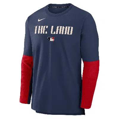 Nike Cleveland Guardians Authentic Collection City Connect Player  Men's Dri-fit Mlb Pullover Jacket In Blue