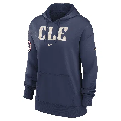Nike Cleveland Guardians Authentic Collection City Connect Practice  Women's Dri-fit Mlb Pullover Hoodie In Blue