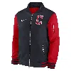 Nike Cleveland Guardians Authentic Collection Dugout  Men's Mlb Full-zip Bomber Jacket In Blue
