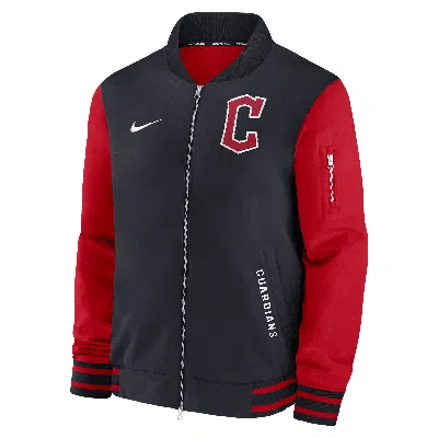 Nike Cleveland Guardians Authentic Collection Dugout  Men's Mlb Full-zip Bomber Jacket In Blue