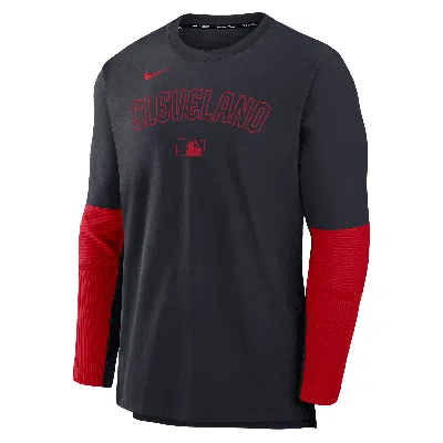 Nike Cleveland Guardians Authentic Collection Player  Men's Dri-fit Mlb Pullover Sweatshirt In Blue